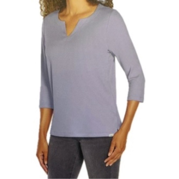 ORVIS 3/4 Sleeve Lavender Notch Neck Pima Cotton Popover Top - Picture 1 of 9